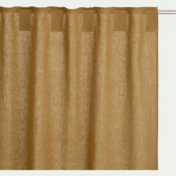 Rideau à passants cachés en lin lavé finition surpiqure 140x260cm - brun alep