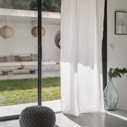 Rideau à passants cachés en lin finition point de bourdon 140x250cm - blanc écru