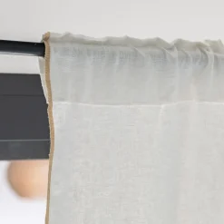 Rideau à passants cachés en lin finition point de bourdon 140x250cm - blanc écru