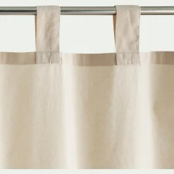 Rideau à passants en coton lavé finition couture 140x250cm - beige