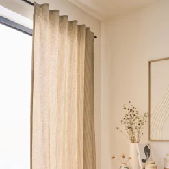 Rideau à pattes cachées en coton à rayures 130x250cm - beige
