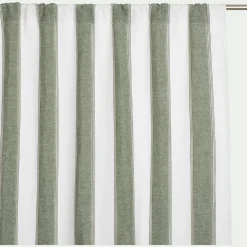 Rideau passe-tringle en lin et coton à rayures 140x250cm - vert