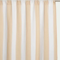 Rideau passe-tringle en lin et coton à rayures 140x250cm - blanc écru