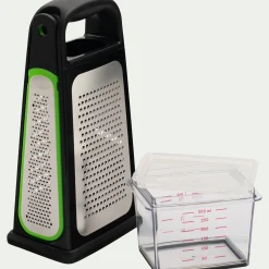 Râpe 4 faces avec récupérateur en inox - noir