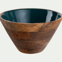Saladier en bois de manguier D25cm - bleu prusse