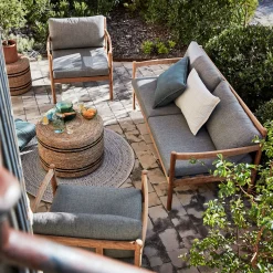 Salon de jardin bas teck recyclé - gris