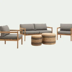 Salon de jardin bas teck recyclé - gris