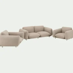 Salon de jardin en acier et coussins en tissu - beige sable (4 places)