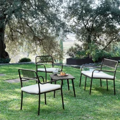 Salon de jardin en acier - noir (4 places)