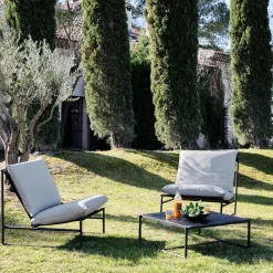 Salon de jardin en aluminium - noir (2 places)