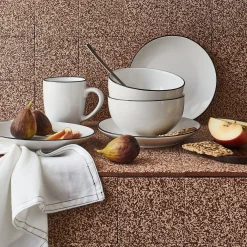 Service petit-déjeuner en grès - blanc