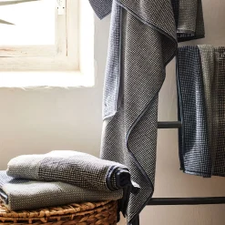 Serviette de toilette bouclette jacquard en coton 50x100cm - bleu