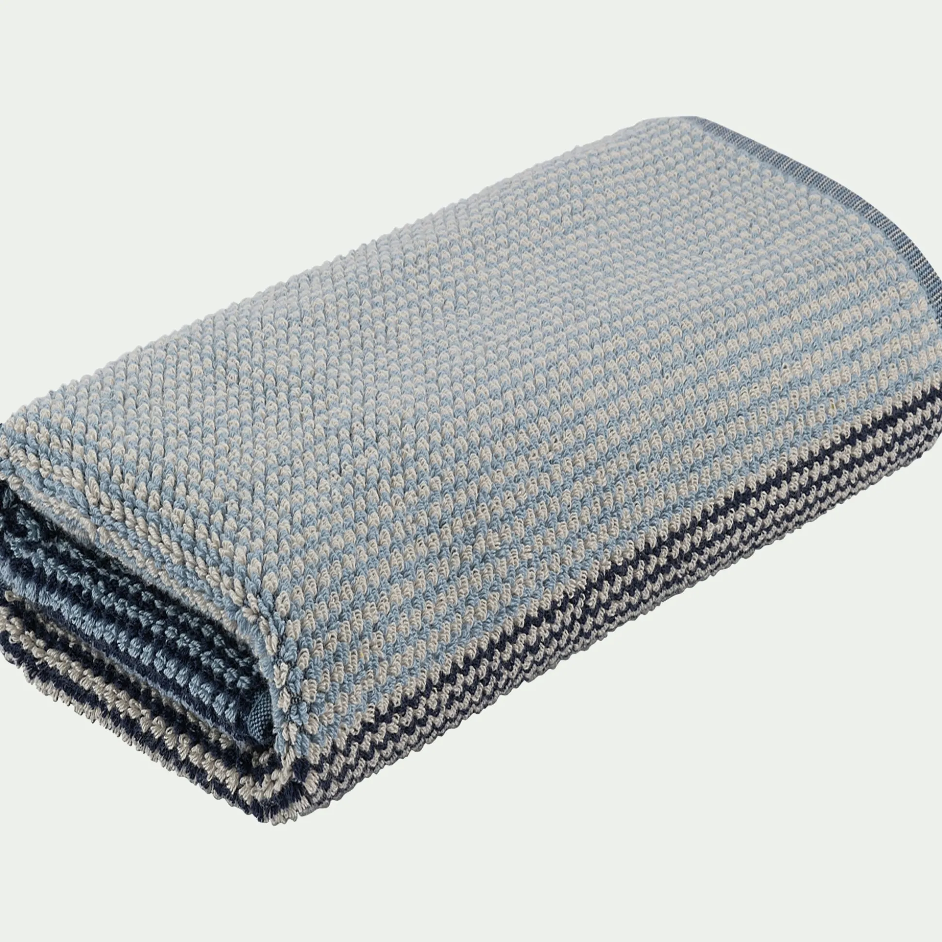 Serviette de toilette bouclette jacquard en coton 50x100cm - bleu