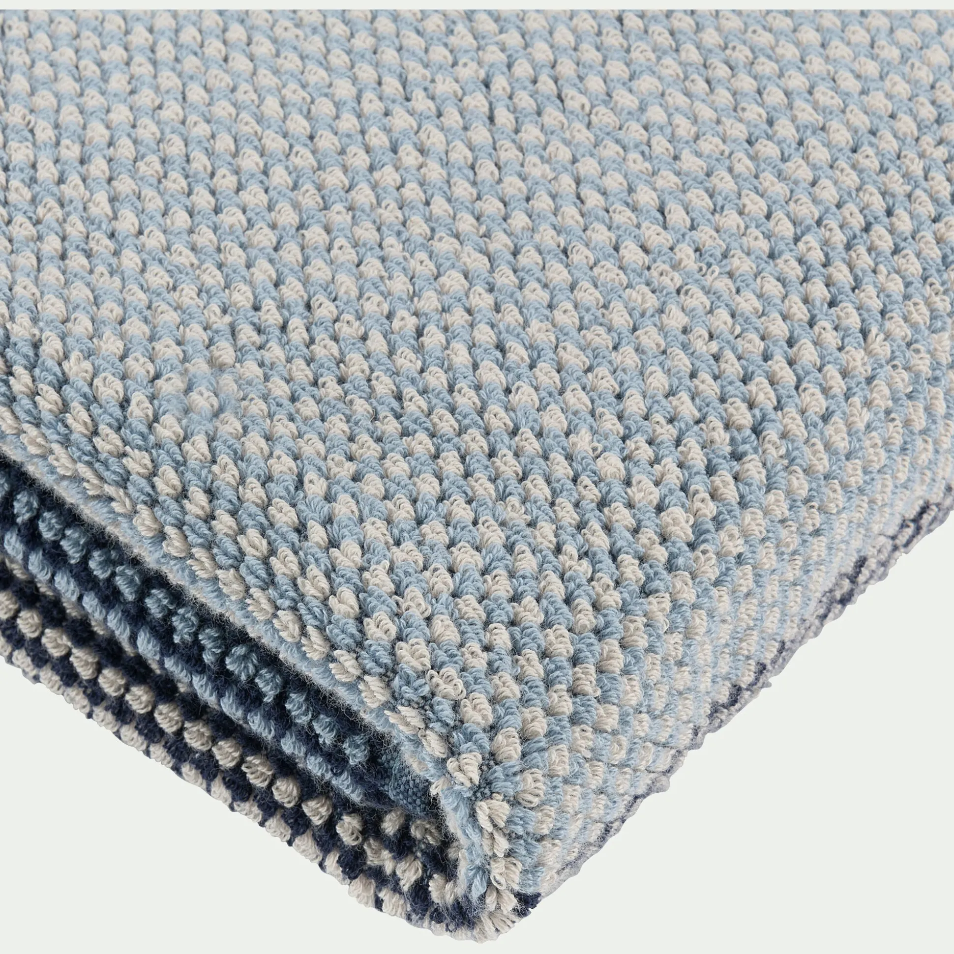 Serviette de toilette bouclette jacquard en coton 50x100cm - bleu