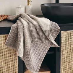 Serviette de toilette bouclette jacquard en coton - beige alpilles 50x100cm