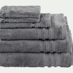 Serviette de toilette bouclette en coton - gris anthracite 50x100cm