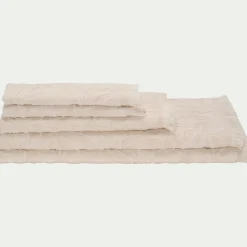 Serviette de toilette en coton motif floral 50x100cm - blanc écru