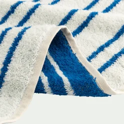 Serviette de toilette en coton à rayures 50x100cm - bleu