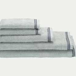 Serviette de toilette frangée en coton 50x100cm - bleu littoral