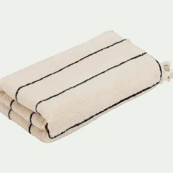 Serviette de toilette rayée en coton 50x100cm - beige