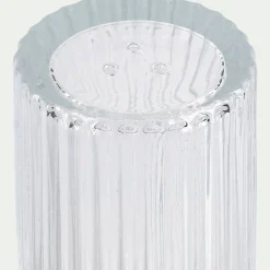 Set de salière et poivrière en verre côtelé - transparent H8cm