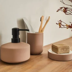 Set de salle de bain en grès - rose