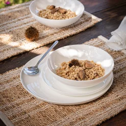 Set de table en paille et en coton - naturel 33x48cm