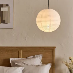 Suspension boule japonaise non électrifiée en papier de riz D40cm - blanc