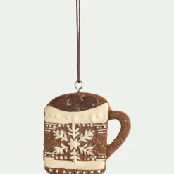 Suspension de Noël biscuit H6,5cm - marron (modèle aléatoire)