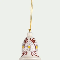 Suspension de Noël cloche peinte à la main - beige