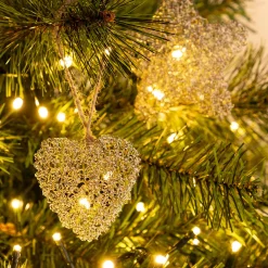 Suspension de Noël coeur en fil métallisé argent