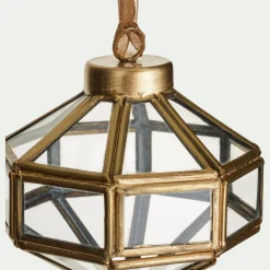 Suspension de Noël diamant en verre H9cm - doré