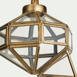 Suspension de Noël diamant en verre H9cm - doré