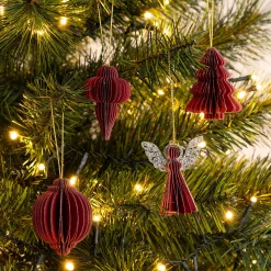 Suspension de Noël en papier H6cm - rouge (modèle aléatoire)