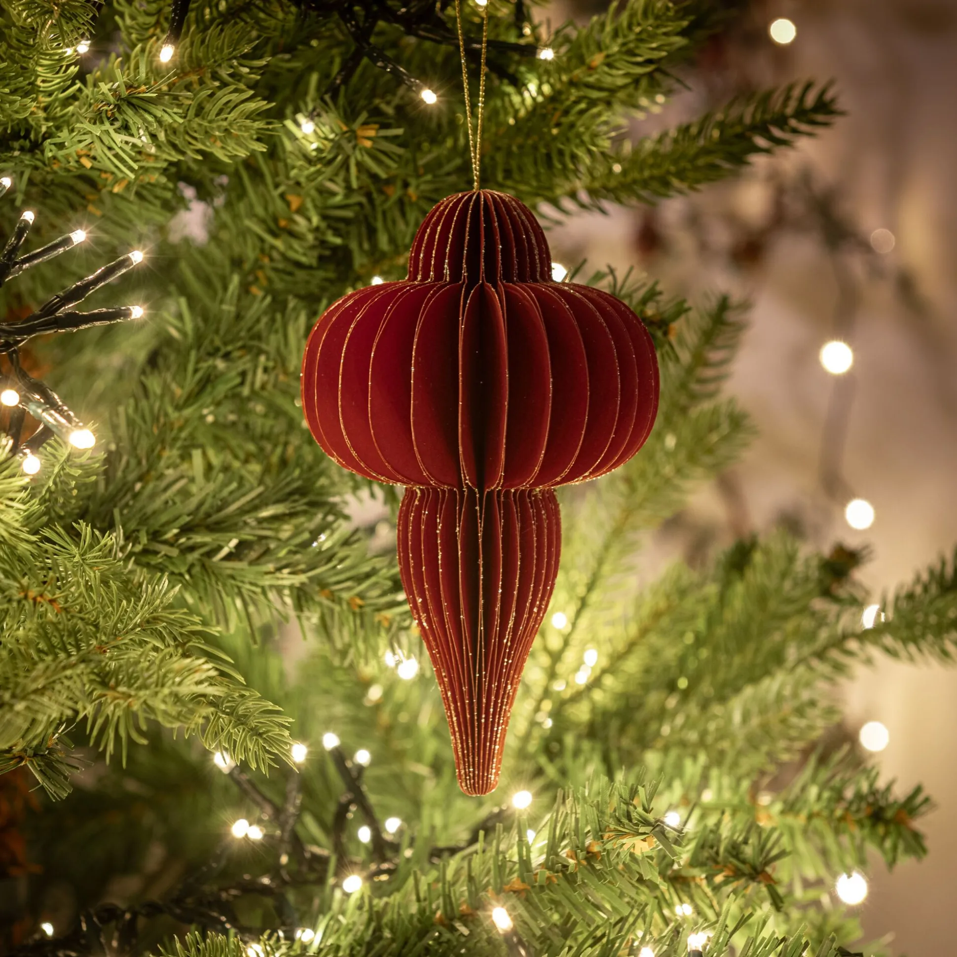 Suspension de Noël goutte en papier H8cm - rouge