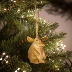 Suspension de Noël élan en bois H8cm - marron