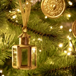 Suspension de Noël lanterne en verre H8cm - doré