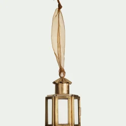 Suspension de Noël lanterne en verre H8cm - doré