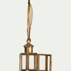 Suspension de Noël lanterne en verre H8cm - doré