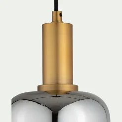 Suspension en laiton et globe en verre fumé D16cm - doré métallisé