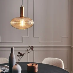 Suspension électrifié en métal et verre D30cm - doré