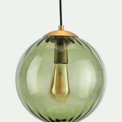 Suspension électrifié en verre et acier D25cm - vert