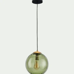 Suspension électrifié en verre et acier D25cm - vert