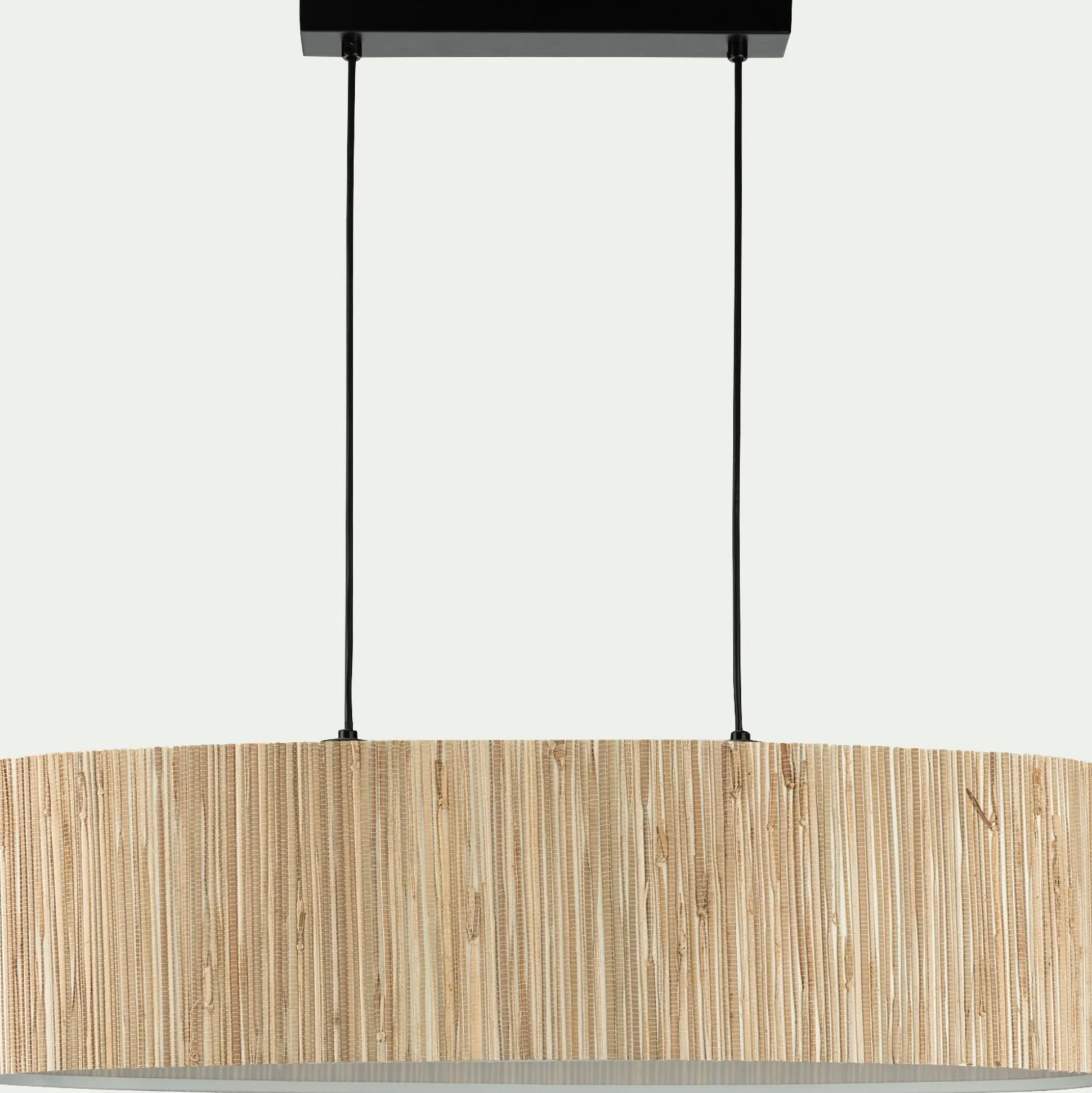 Suspension électrifiée 2 ampoules en acier et algues H120cm - naturel