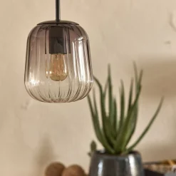 Suspension électrifiée avec 3 luminaires en verre - gris