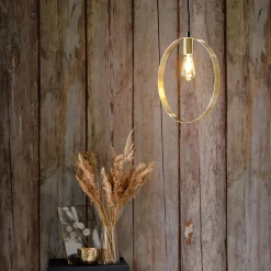 Suspension électrifiée cylindrique E27 en acier D35cm - doré