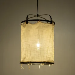 Suspension électrifiée en bambou et en coton D35cm - noir