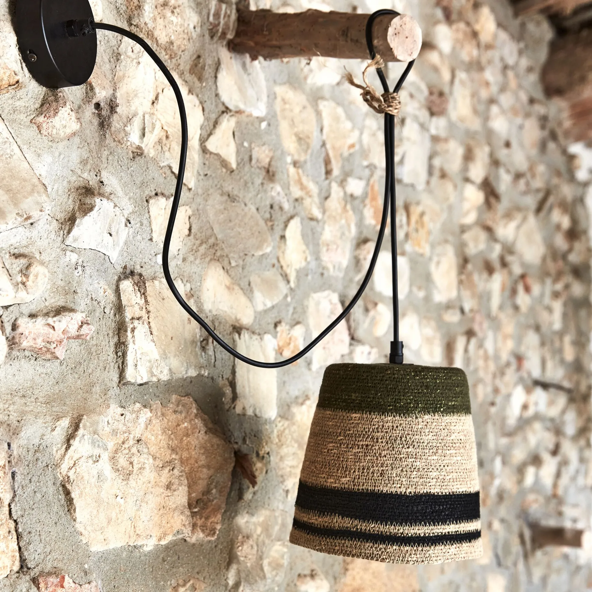 Suspension électrifiée en jonc de mer D14cm - naturel