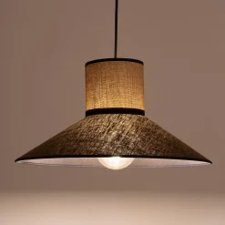 Suspension électrifiée en lin et papier D44cm - vert