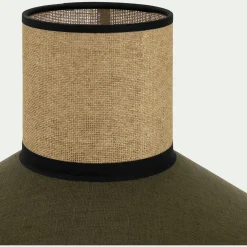 Suspension électrifiée en lin et papier D44cm - vert